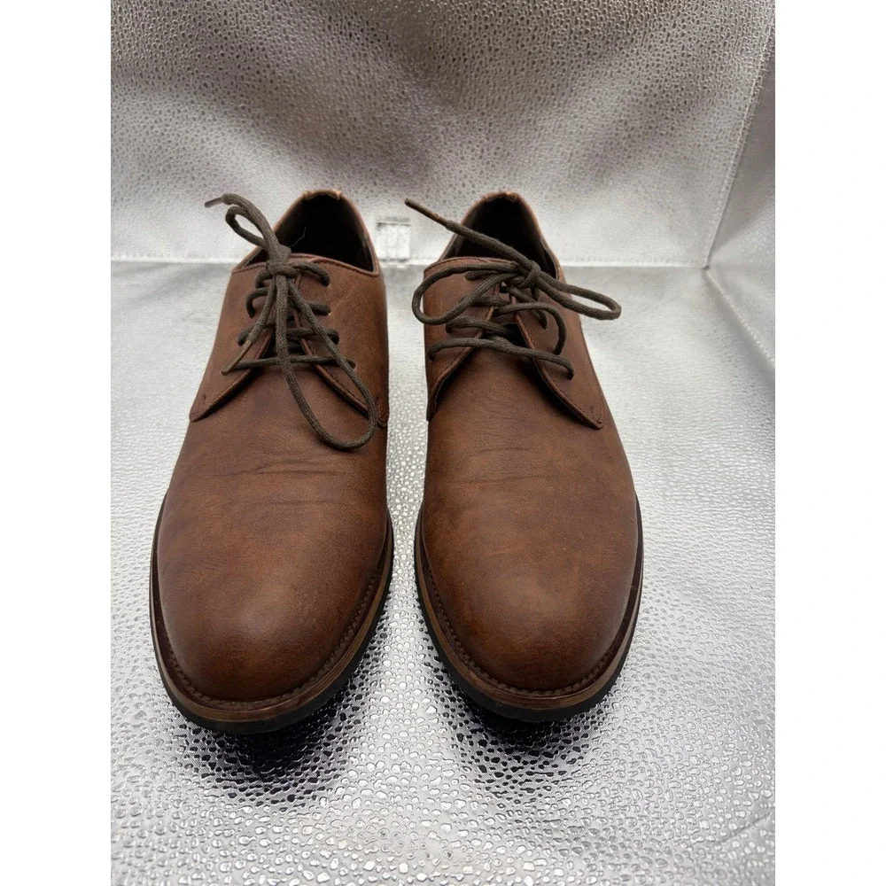 Z.Vaughn Mens Brown Plain Toe Derby Shoes Lace Up Dress Oxfords Size 8